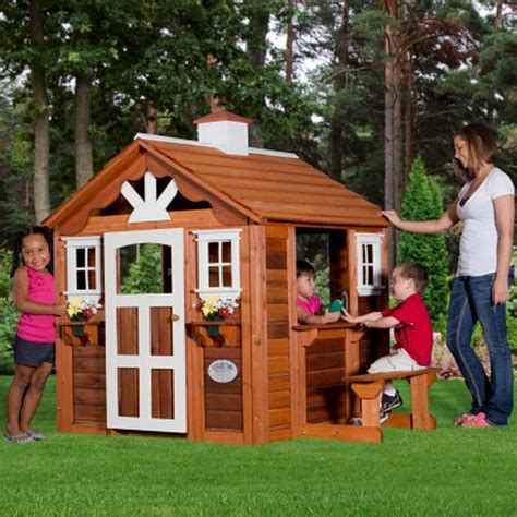 New Kids Wooden Summer Cottage Playhouse Outdoor Cedar Wood Play House ...