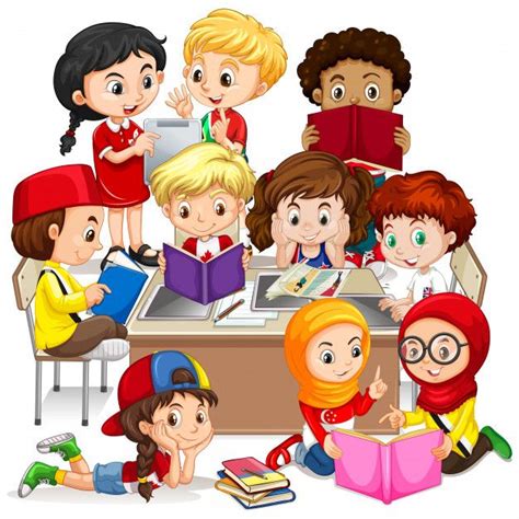 Kids Learning At School Clipart