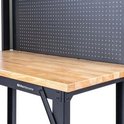 Montezuma Adjustable Height Steel Workbench w/ Pegboard Back Wall