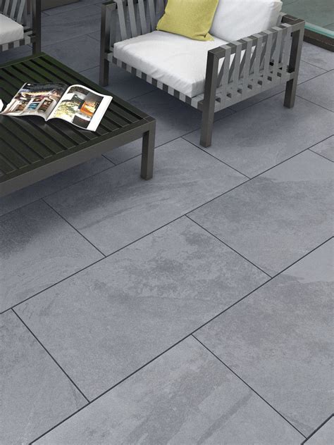 Victoria grey Slate, Brazil grey slate effect porcelain paving slabs ...