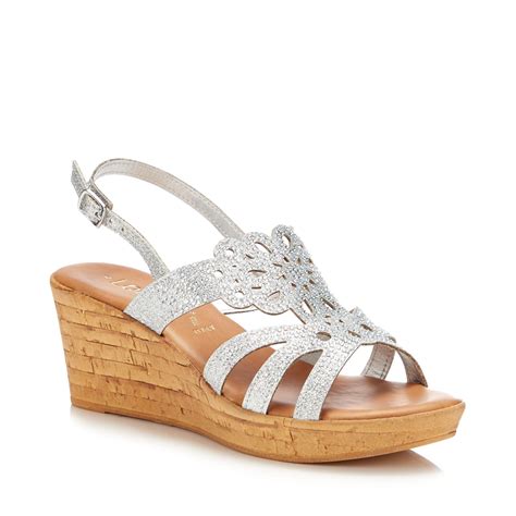 Lotus Diamante 'ludisa' Mid Wedge Heel Sandals in Silver (Metallic) - Lyst