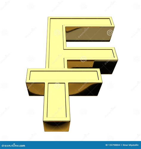 3D Rendering Currency Symbol Swiss Franc, Golden, Isolated on White ...