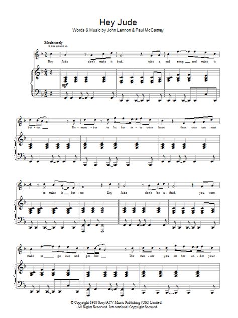 Hey Jude by The Beatles Sheet Music for Easy Piano at Sheet Music Direct