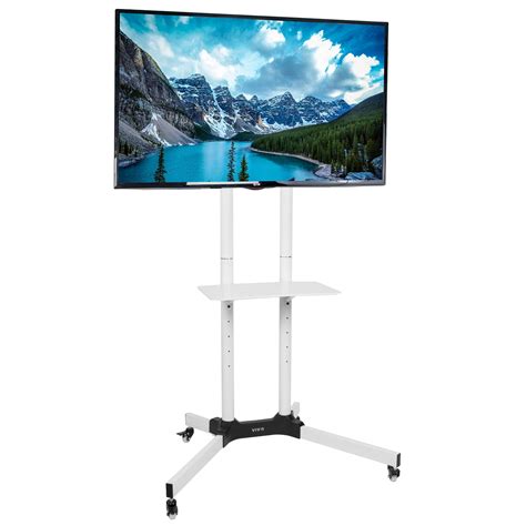 VIVO White Mobile TV Cart for 32" to 65" LCD LED Plasma Flat Panel ...