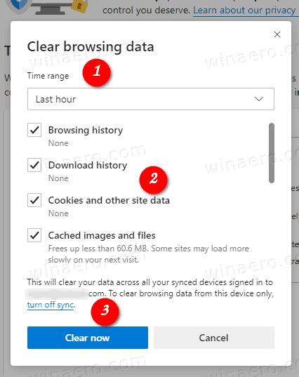 Clear Browsing Data in Microsoft Edge