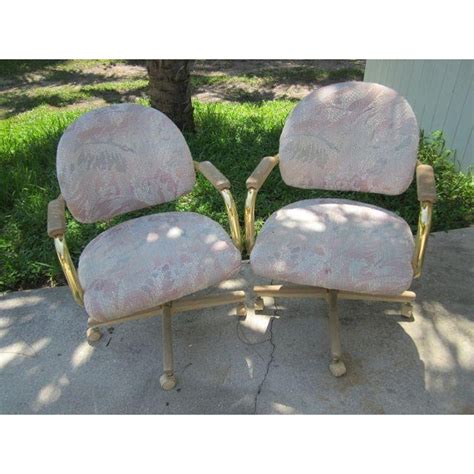 Vintage Mid Century Modern Chromcraft Brass Swivel Caster Chairs - Set ...