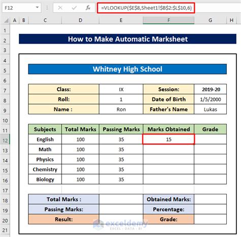 How To Make A Fully Automatic Marksheet In Excel - Riset