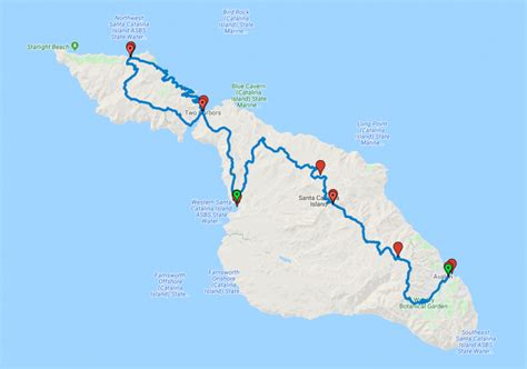 Catalina Island Hiking Map - California southern Map