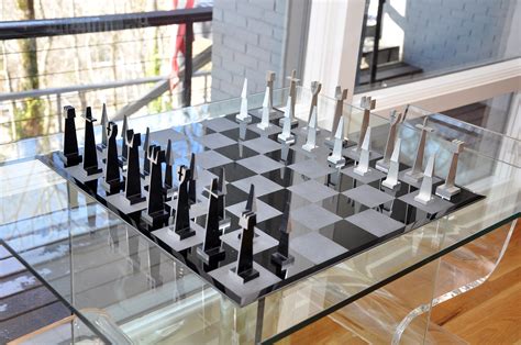 ALCOA Aluminum Abstract Chess Set - www.ChessAntiques.com