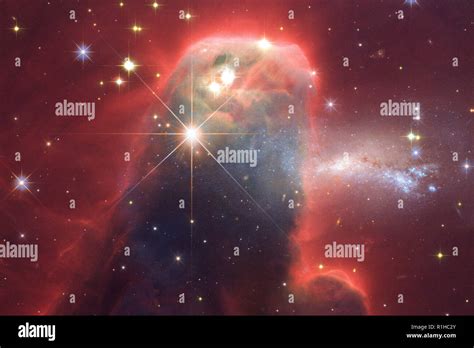 Cosmic galaxy background with nebulae, stardust and bright stars ...