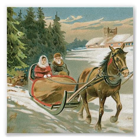 Christmas Horse and Sleigh Poster | Zazzle