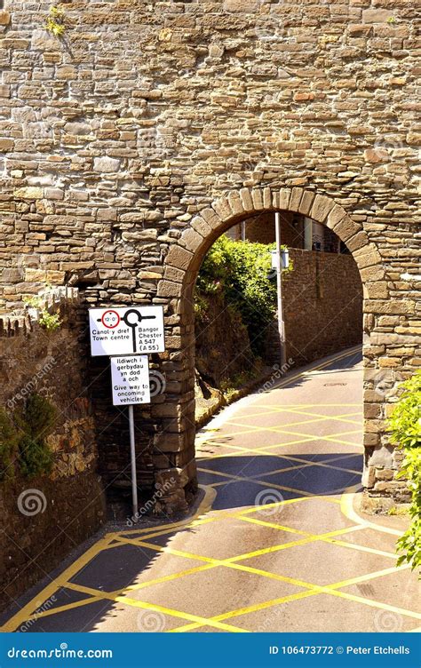 Conwy Narrow Tunnel in the Medevil Conwy Town Stock Photo - Image of ...