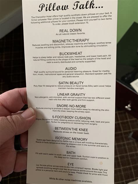 My hotel has a pillow menu : r/mildlyinteresting