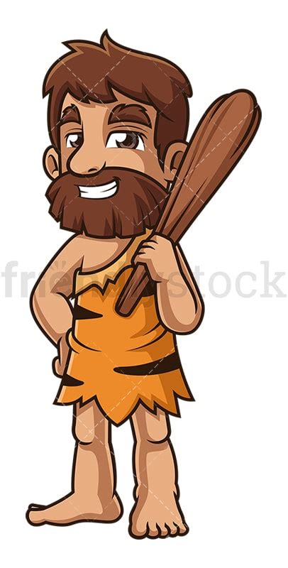 Young Caveman Cartoon Clipart Vector - FriendlyStock