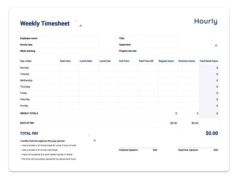 Hourly Time Sheet