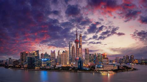 2560x1440 Resolution Aerial View Shanghai Skyline and Skyscrapers 1440P ...