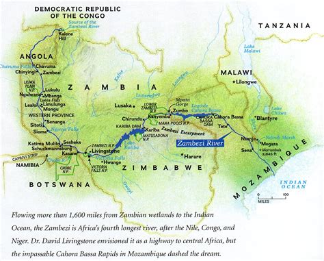 Zambezi River Map - Zambia • mappery