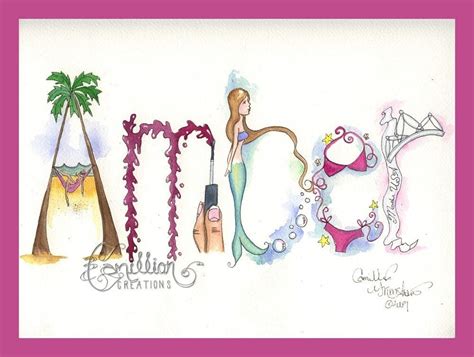 5 Letter Personalized Name Art Illustration Original