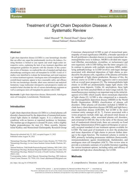 [PDF] Treatment of Light Chain Deposition Disease: A Systematic Review