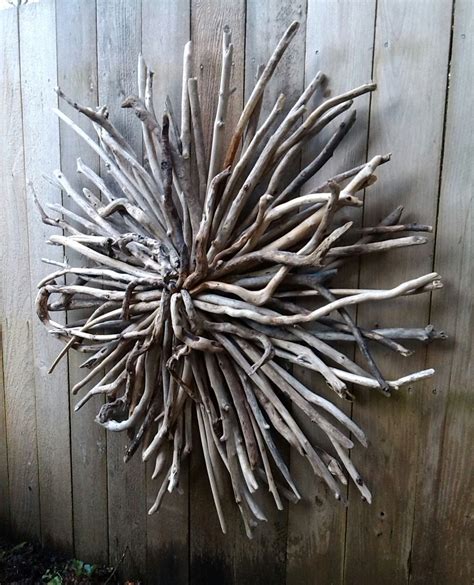 Large rustic driftwood wall art sunburst sculpture coastal beach decor ...