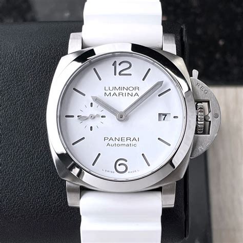 Panerai Luminor Marina Quaranta White Dial Automatic Steel Leather ...