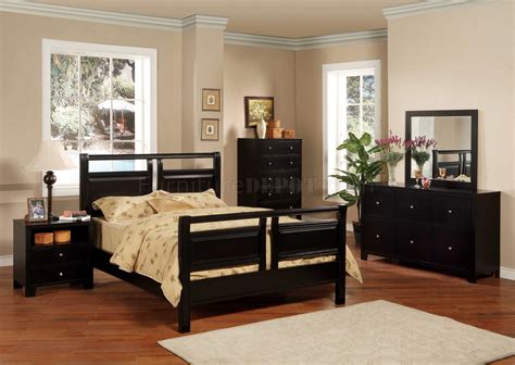 Black Finish Modern 5Pc Bedroom Set w/Queen or Full Bed