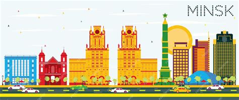 Premium Vector | Minsk Skyline with Color Buildings and Blue Sky ...