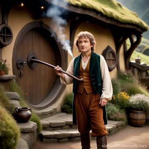 Bilbo Baggins' Pipe Smoking at Hobbit Hole | Stable Diffusion Online