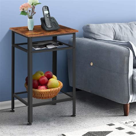 KingSo Industrial Side Bed Table with Storage Sofa Coffee Tables Accent ...