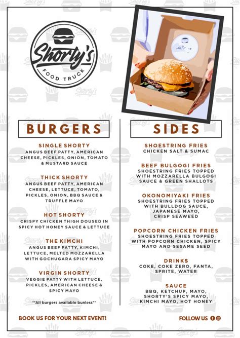 Shorty's Food Trucks in Sydney Menu | Shorty's Food Truck