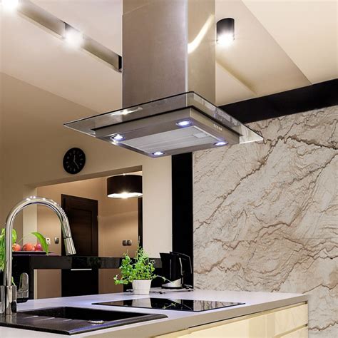 90cm Kitchen Island Cooker Hood - Stainless