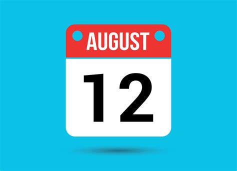 August 12 Calendar Date Flat Icon Day 12 Vector Illustration 34900035 ...