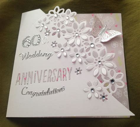 Diamond wedding anniversary card 60 Years | Anniversary cards handmade ...