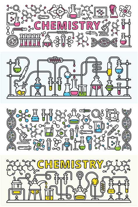 Chemistry lab banner set, outline style 8997221 Vector Art at Vecteezy