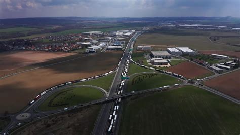 Aerial view of a traffic jam on a motorway in 4K 5469417 Stock Video at ...