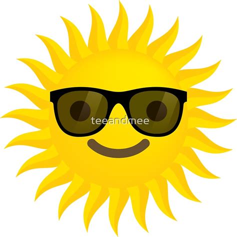 "Sun Emoji Happy Smiling Face with Sunglasses" Stickers by teeandmee ...