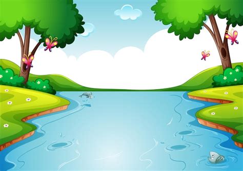 Free Vector | Blank river in forest nature scene background