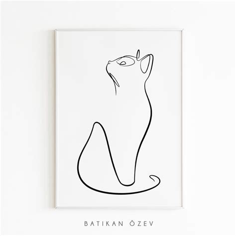 Minimalist Cat Line Art Print, Cat Drawing Poster, One Line Design ...