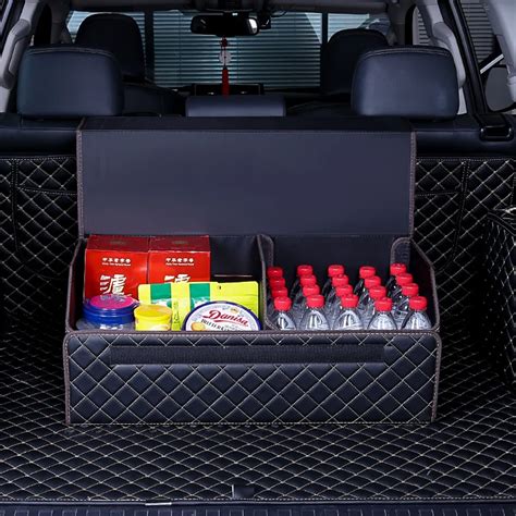 Diamond PU Leather Car Trunk Organizer Box Strong Folding Boot Storage ...