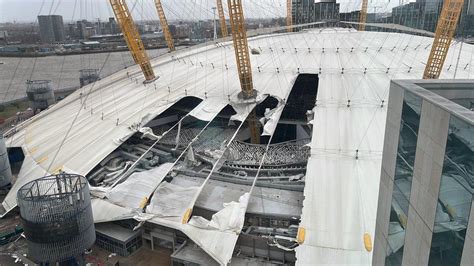 Storm Eunice: O2 arena closes as roof shredded in high winds - BBC News