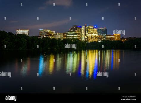 View of the Rosslyn skyline at night, seen from Georgetown, Washington ...