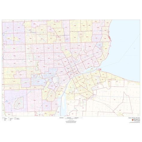 Detroit, Michigan ZIP Codes by Map Sherpa - The Map Shop