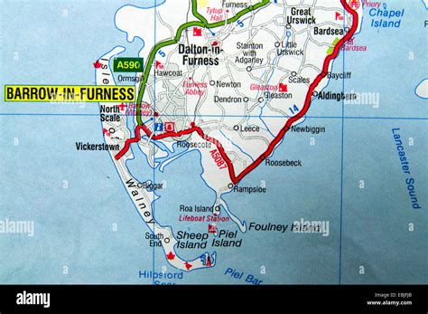 Road Map of Barrow in Furness, North West England Stock Photo - Alamy