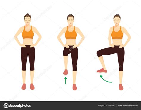 Sport Women Doing Exercise Single Leg Hip Rotation Posture Illustration ...