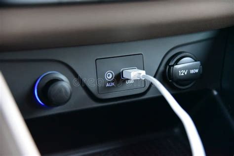 Connected USB Cable into the USB Port on the Car Dashboard Stock Image ...