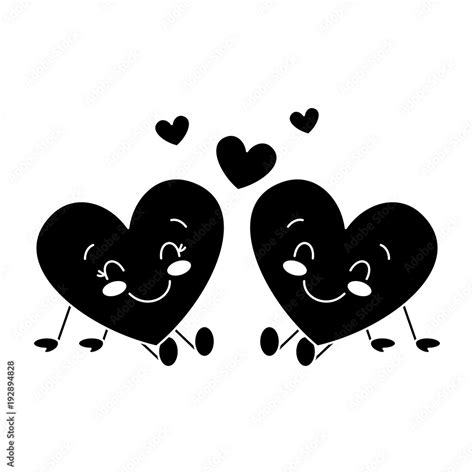 cute hearts couple sitting cartoon love relationship vector ...