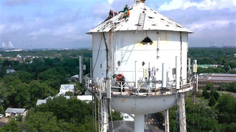 Removal of Mount Pleasant's historic water tower - YouTube