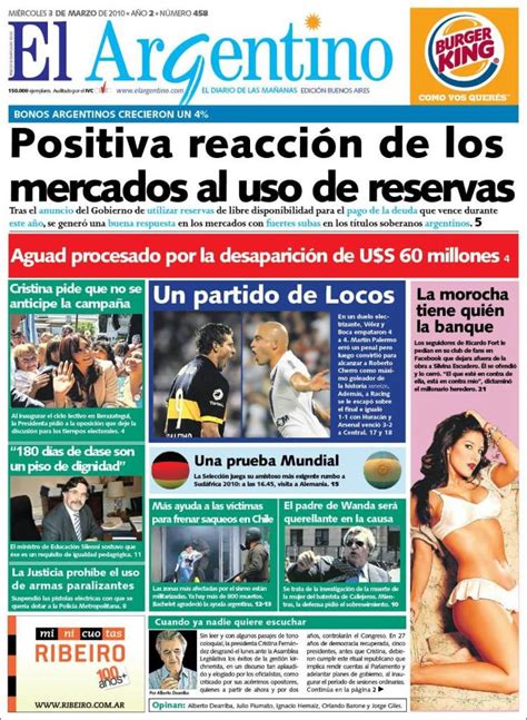 Newspaper El Argentino (Argentina). Newspapers in Argentina. Saturday's ...