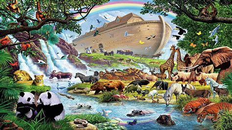 Noah's Ark - After The Flood, Rainbow, Noah, River, Painting, Art ...