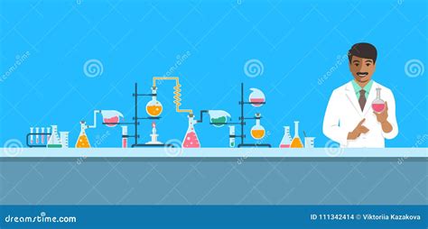 Indian Chemist in Chemical Laboratory Vector Background Stock Vector ...